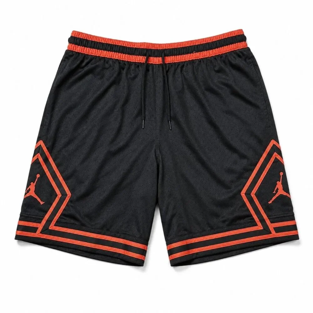 Air Jordan DriFit Black Orange Diamond Mesh Basketballl Shorts Mens Small 26x6